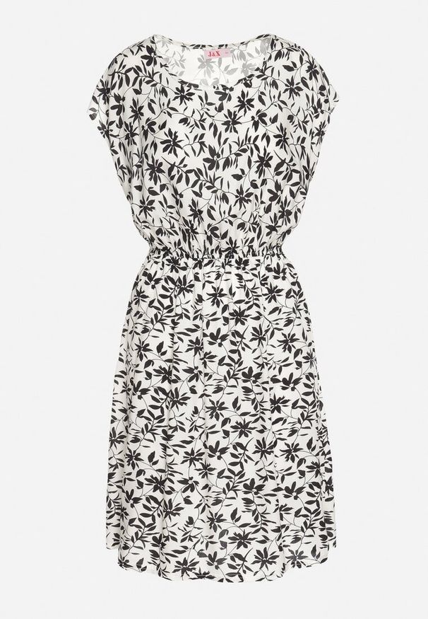 Born2be - Biała Sukienka z Bawełną i Kwiatowym Wzorem Lumianisse. Okazja: na co dzień. Kolor: biały. Materiał: bawełna. Długość rękawa: krótki rękaw. Wzór: kwiaty. Sezon: lato. Styl: elegancki, casual