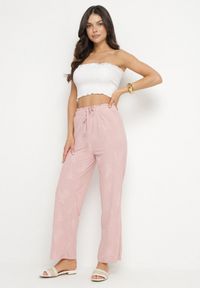 Born2be - Różowe Spodnie o Prostym Kroju z Gumką w Talii Mirea. Okazja: na co dzień, na spotkanie biznesowe. Kolor: różowy. Styl: biznesowy, elegancki, casual #4