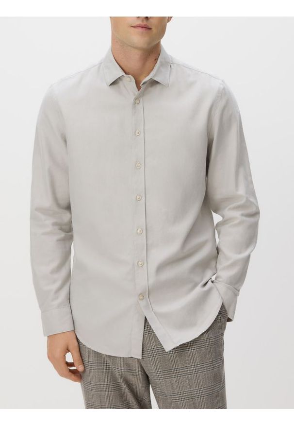 Reserved - Koszula slim z bawełny egipskiej - jasnoszary. Kolor: szary. Materiał: bawełna