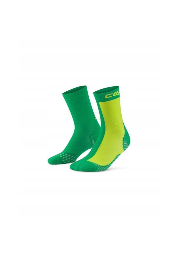 Męskie skarpety kompresyjne Core Run edycja Half Half CEP. Kolor: zielony. Materiał: poliamid, elastan. Sport: bieganie