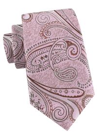 Męski Krawat - Blady Róż, Duży Wzór Paisley - Alties. Kolor: różowy. Materiał: tkanina. Wzór: paisley. Styl: elegancki, wizytowy #1