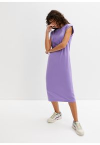 bonprix - Sukienka shirtowa z bawełny organicznej. Kolor: fioletowy. Materiał: bawełna