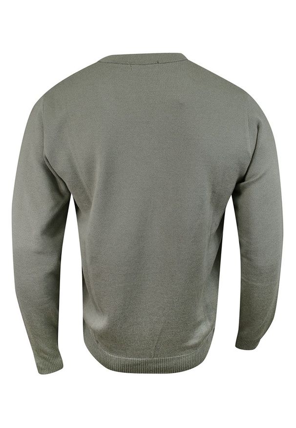 Belika - Sweter Zielony, Oliwkowy w Serek, w Paski, Dekolt V-neck, Elegancki -BELIKA- Męski. Typ kołnierza: dekolt w serek. Kolor: zielony, wielokolorowy, oliwkowy. Materiał: akryl, bawełna. Wzór: paski. Sezon: jesień, zima. Styl: elegancki
