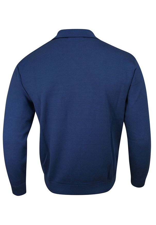 Niebieski sweter Elkjaer na zimę, klasyczny, z klasycznym kołnierzykiem