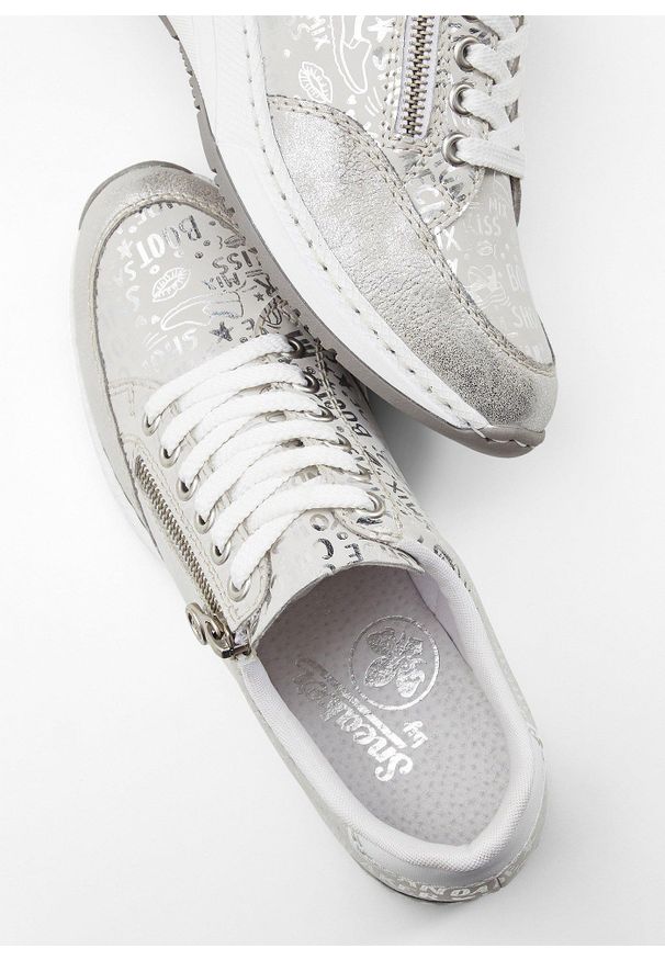 bonprix - Sneakersy Rieker. Kolor: srebrny. Wzór: aplikacja