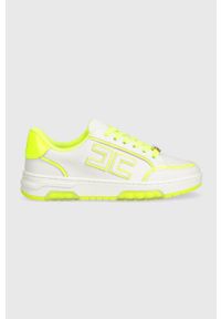 Elisabetta Franchi sneakersy skórzane kolor biały SA60G36E2. Nosek buta: okrągły. Kolor: biały. Materiał: skóra #1