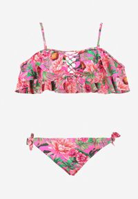 Renee - Fuksjowe Bikini Orathe. Kolor: różowy. Wzór: nadruk, aplikacja, kwiaty #4