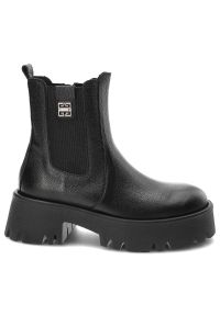 Czarne Botki Lemar Damskie Modne Skórzane Buty. Kolor: czarny. Materiał: skóra. Szerokość cholewki: normalna. Sezon: jesień #5