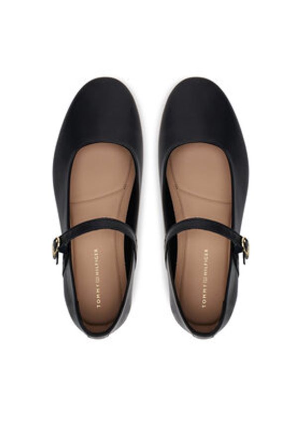 TOMMY HILFIGER - Tommy Hilfiger Baleriny Leather Maryjane Ballerina FW0FW08651 Czarny. Kolor: czarny. Materiał: skóra