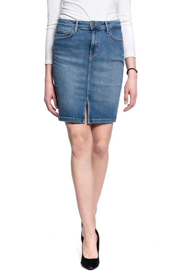 Lee - LEE Pencil Skirt DAMSKA SPÓDNICA JEANSOWA MID WORN MARTHA L38GQDTO 112108194. Materiał: jeans
