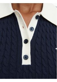 TOMMY HILFIGER - Tommy Hilfiger Sweter Fine Gg Cable WW0WW50102 Granatowy Regular Fit. Kolor: niebieski. Materiał: bawełna #4
