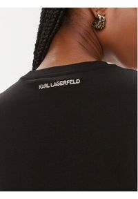Karl Lagerfeld - KARL LAGERFELD T-Shirt 240W1731 Czarny Regular Fit. Typ kołnierza: dekolt w karo. Kolor: czarny. Materiał: bawełna #4