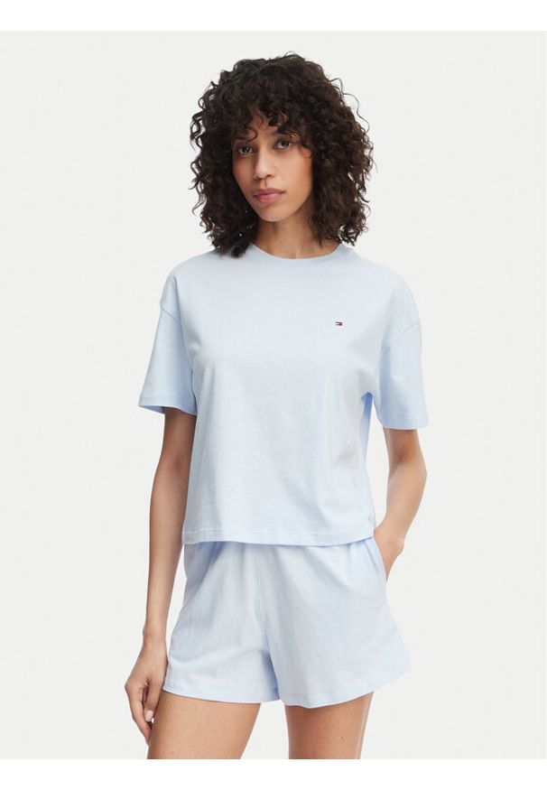 TOMMY HILFIGER - Tommy Hilfiger Piżama UW0UW05912 Niebieski jasny Regular Fit. Kolor: niebieski. Materiał: bawełna