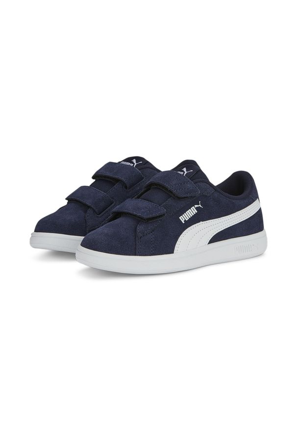 Puma - Dziecięce Sneakersy Smash 3.0 Suede PUMA Navy White Blue. Okazja: na co dzień. Kolor: niebieski, wielokolorowy, biały. Materiał: zamsz. Model: Puma Suede. Sport: turystyka piesza