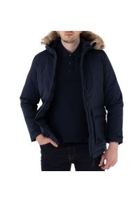 Adidas - Kurtka adidas Utilitas Hooded Parka GT1701 - granatowa. Typ kołnierza: kaptur. Kolor: niebieski. Materiał: futro, syntetyk, nylon, materiał, poliester. Wzór: aplikacja. Sezon: zima, jesień. Styl: klasyczny