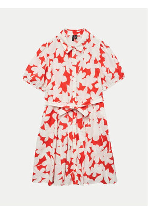 Vero Moda Sukienka koszulowa Dicthe 10303728 Czerwony Regular Fit. Kolor: czerwony. Materiał: bawełna. Typ sukienki: koszulowe