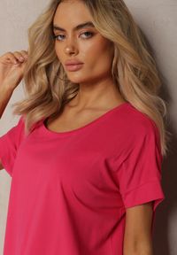 Renee - Różowa T-shirtowa Sukienka Pudełkowa z Elastycznej Bawełny Ellensa. Kolor: różowy. Materiał: bawełna. Styl: wakacyjny. Długość: mini #4