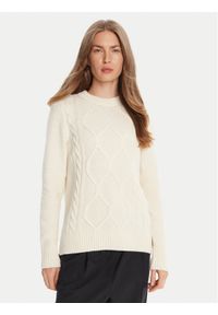 Barbour Sweter Burne Crew LKN1572WH51 Écru Regular Fit. Materiał: bawełna