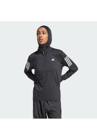 Adidas - Kurtka Own the Run Half-Zip. Kolor: czarny. Materiał: materiał. Sport: bieganie