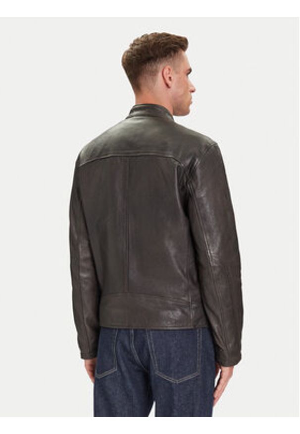 JOOP! Kurtka skórzana Cleary 80000863 Szary Regular Fit. Kolor: szary. Materiał: skóra