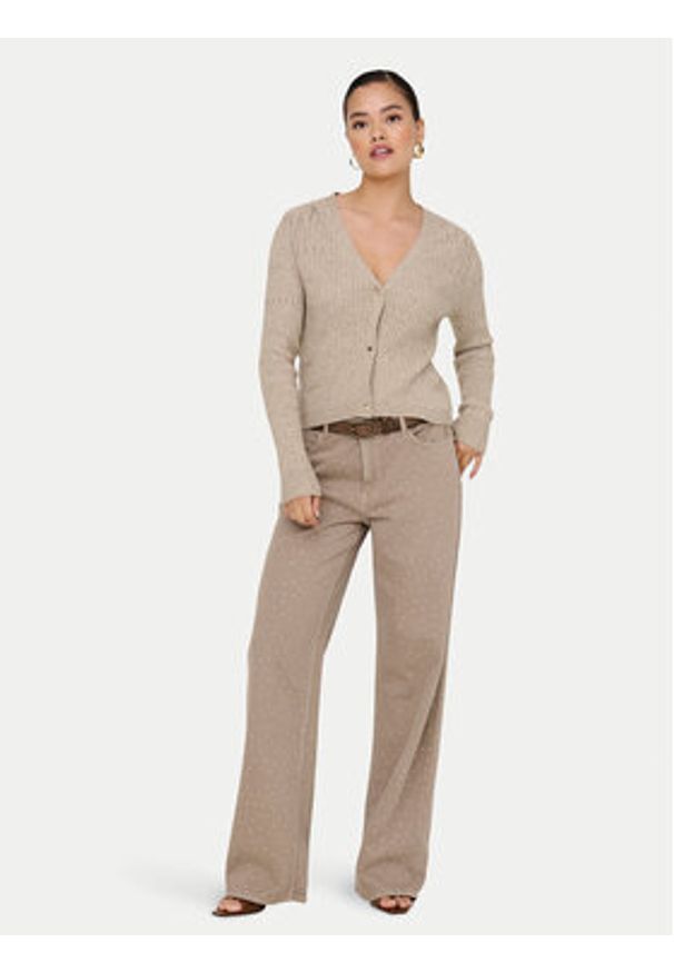 only - ONLY Kardigan Katia 15310902 Brązowy Regular Fit. Kolor: brązowy. Materiał: wiskoza, syntetyk