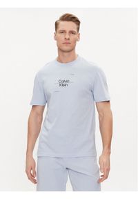 Calvin Klein T-Shirt Line Logo K10K112489 Niebieski Regular Fit. Kolor: niebieski. Materiał: bawełna