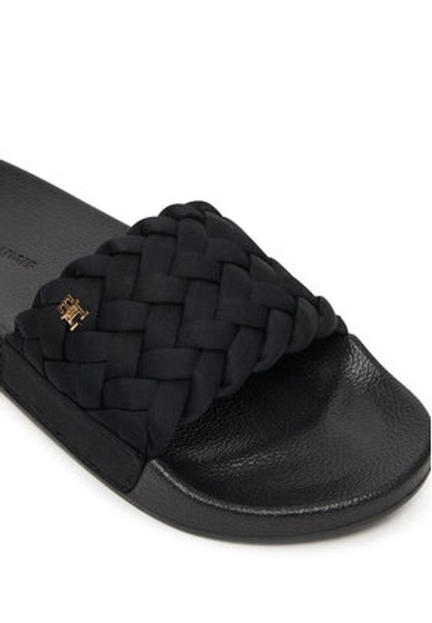 TOMMY HILFIGER - Tommy Hilfiger Klapki Th Braided Pool Slide FW0FW09203 Czarny. Kolor: czarny. Materiał: materiał