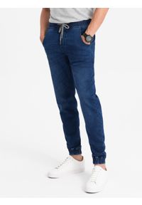 Ombre Clothing - Spodnie męskie jeansowe joggery - niebieskie OM-PADJ-0106 - XXL. Kolor: niebieski. Materiał: jeans #2