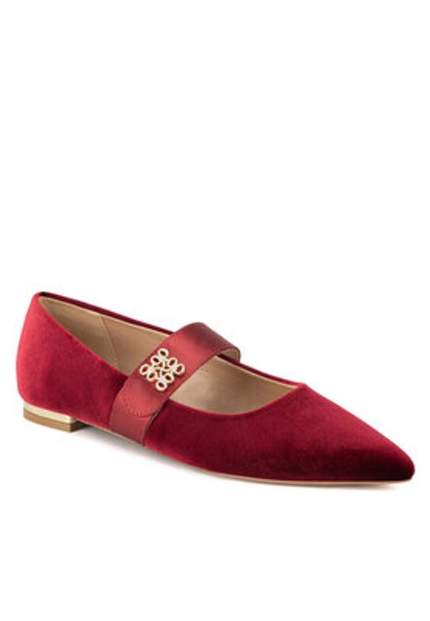 Nine West Baleriny 8168-1 Bordowy. Kolor: czerwony. Materiał: materiał