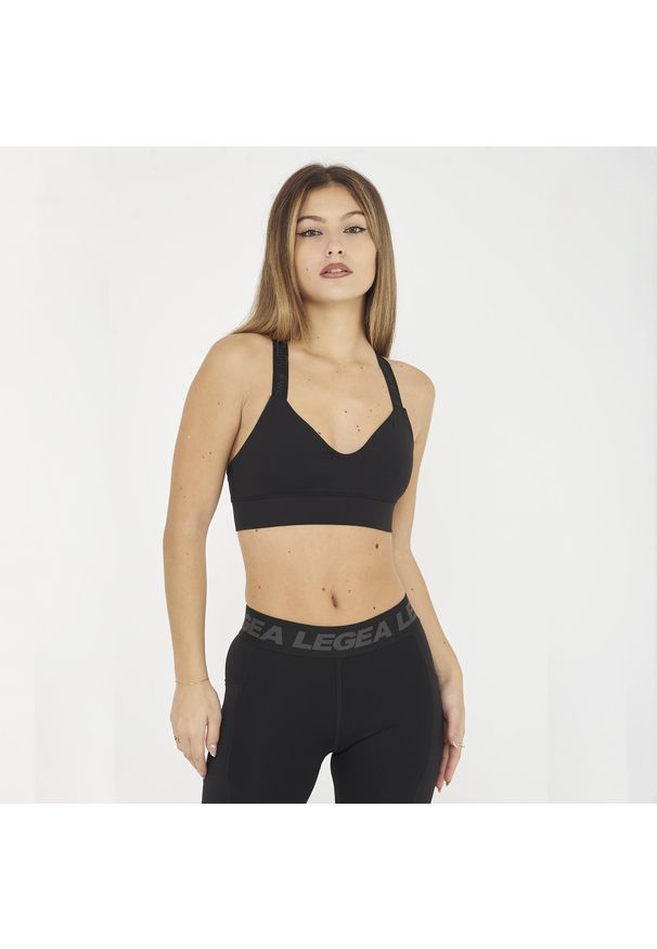 LEGEA - Crop top do treningu DESPINA. Kolor: czarny. Materiał: nylon, elastan. Sport: fitness