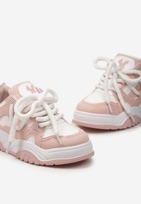 Renee - Różowe Sneakersy na Niskiej Platformie z Grubymi Sznurówkami Nerisses. Kolor: różowy. Obcas: na platformie #4