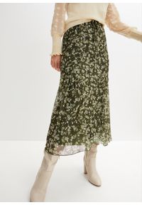 bonprix - Spódnica z siatkowego materiału. Kolor: zielony. Materiał: materiał