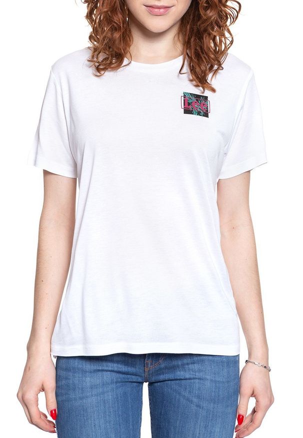 Lee - LEE RELAXED FIT TEE DAMSKI T-SHIRT KOSZULKA LOGO BRIGHT WHITE L40CBWLJ 112108494