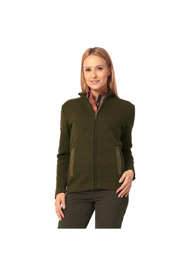 TAGART - Sweter myśliwski damski Tagart Moore Lady z wełną Merino. Kolor: zielony. Materiał: wełna
