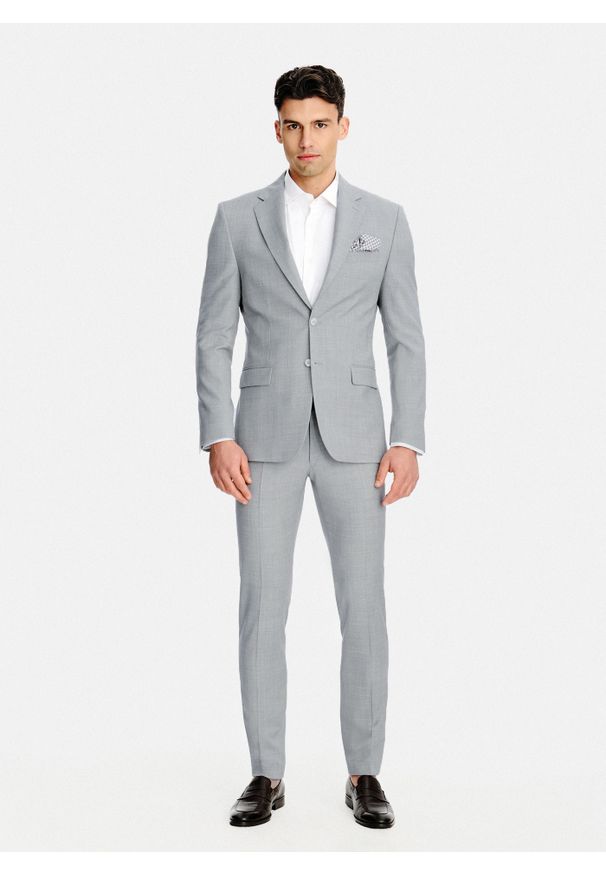 Pako Lorente - PAKO LORENTE - Szary garnitur męski z wełną. Kolor: szary. Materiał: wełna