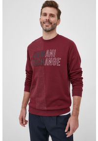 Armani Exchange bluza męska kolor bordowy z nadrukiem. Kolor: czerwony. Materiał: dzianina. Wzór: nadruk