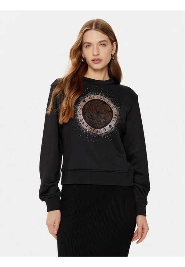 Guess Bluza W5RQ05 K7EX1 Czarny Regular Fit. Kolor: czarny. Materiał: bawełna, syntetyk