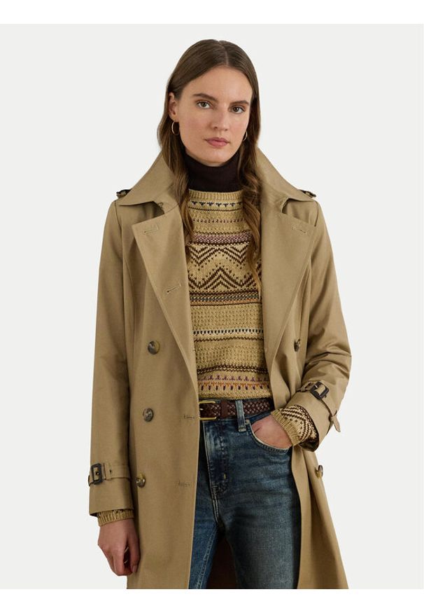 Lauren Ralph Lauren - LAUREN RALPH LAUREN Trencz 297951255004 Beżowy Regular Fit. Kolor: beżowy. Materiał: bawełna