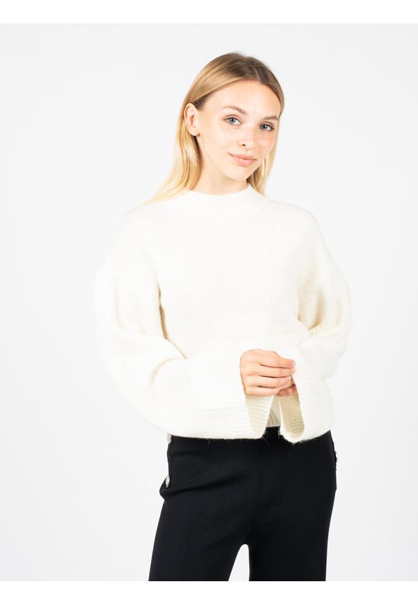 Silvian Heach Sweter | CVA22030LU | Kobieta | Kremowy. Typ kołnierza: golf. Kolor: kremowy. Materiał: akryl, elastan, poliester, wełna. Długość: krótkie. Wzór: aplikacja, ze splotem