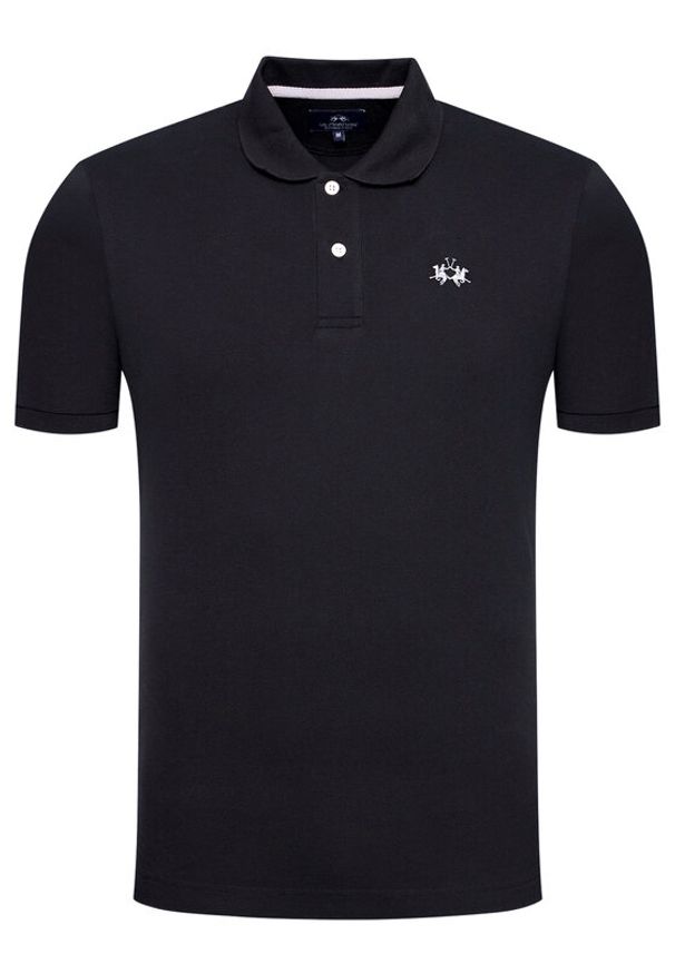 La Martina Polo BPMP01 PK031 Czarny Regular Fit. Typ kołnierza: polo. Kolor: czarny. Materiał: bawełna