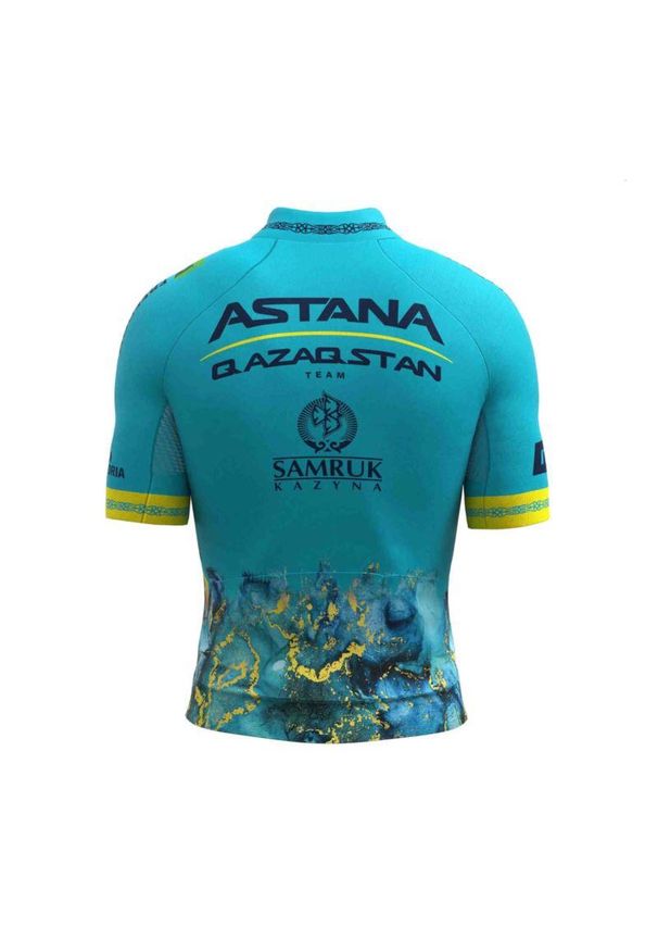 BIEMME - Koszulka rowerowa męska Biemme Astana. Kolor: żółty, wielokolorowy, niebieski. Długość: krótkie