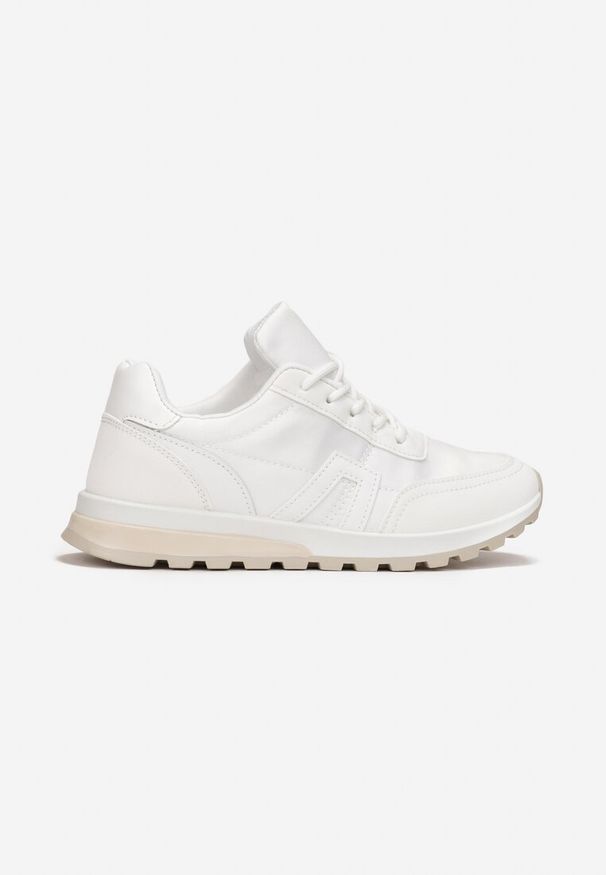 Born2be - Białe Sneakersy Sznurowane Yerotte. Wysokość cholewki: przed kostkę. Kolor: biały. Materiał: materiał. Szerokość cholewki: normalna. Obcas: na płaskiej podeszwie