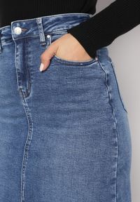 Born2be - Niebieska Jeansowa Spódnica Maxi z Wysokim Stanem Nicyela. Stan: podwyższony. Kolor: niebieski. Materiał: jeans