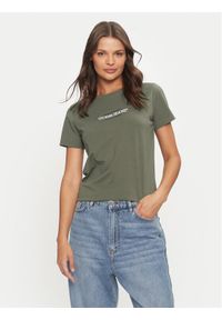 Guess Jeans T-Shirt W4YI03 J1314 Khaki Slim Fit. Kolor: brązowy. Materiał: bawełna