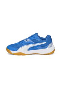 Puma - Buty do piłki ręcznej dziecięce PUMA Solarflash Jr II. Kolor: niebieski, wielokolorowy, beżowy, biały. Materiał: syntetyk, tkanina, materiał. Sport: piłka ręczna