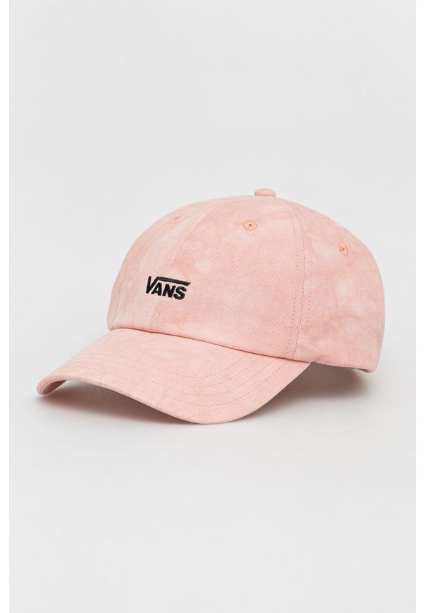 Vans czapka bawełniana kolor różowy gładka. Kolor: różowy. Materiał: bawełna. Wzór: gładki