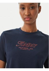 TOMMY HILFIGER - Tommy Hilfiger T-Shirt Logo Interlock WW0WW48707 Granatowy Regular Fit. Kolor: niebieski. Materiał: bawełna #2