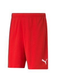 Spodenki Puma teamRISE czerwone. Kolor: biały, czerwony, wielokolorowy. Materiał: poliester. Długość: krótkie. Sport: fitness
