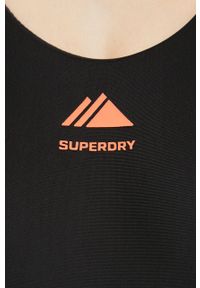 Superdry strój kąpielowy kolor czarny miękka miseczka. Kolor: czarny. Materiał: poliester, materiał. Wzór: nadruk #2