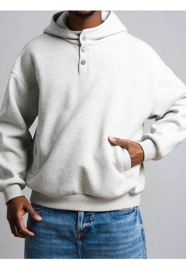 Sinsay - Bluza hoodie basic - szary. Kolor: szary